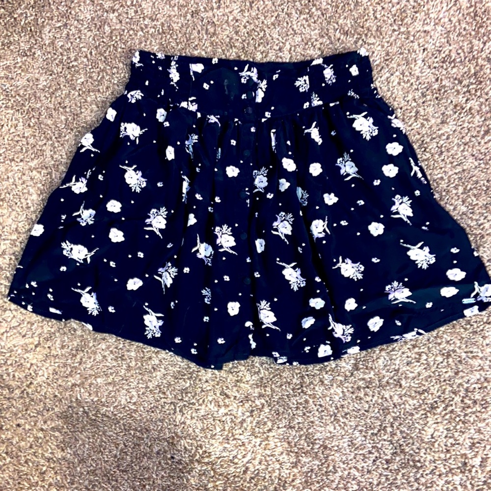 Blue Skirt with White Flowers